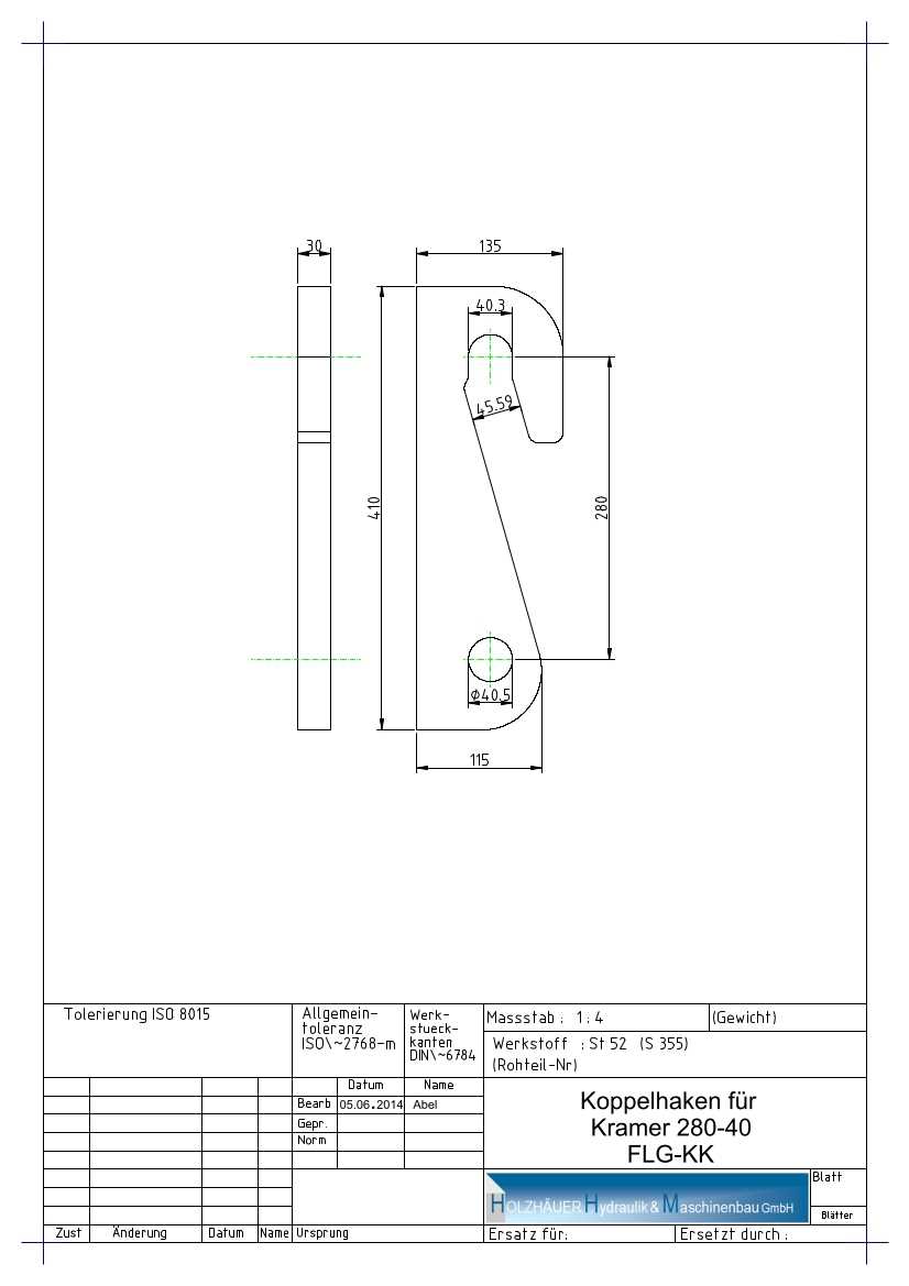 Preview: Koppelhaken Frontlader Radlader Anschweißkonsole Kramer 280-40