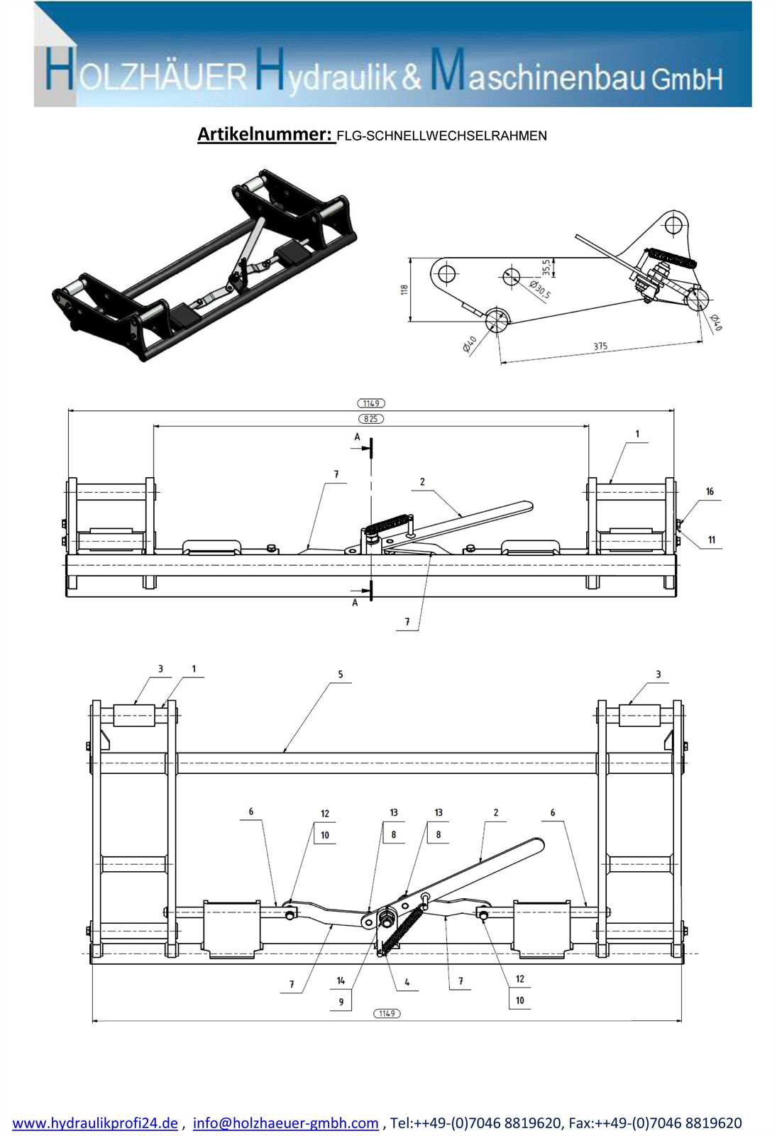 Preview: Schnellwechselrahmen mittlere Betätigung Koppelrahmen für Frontlader Euroaufnahme Traktor
