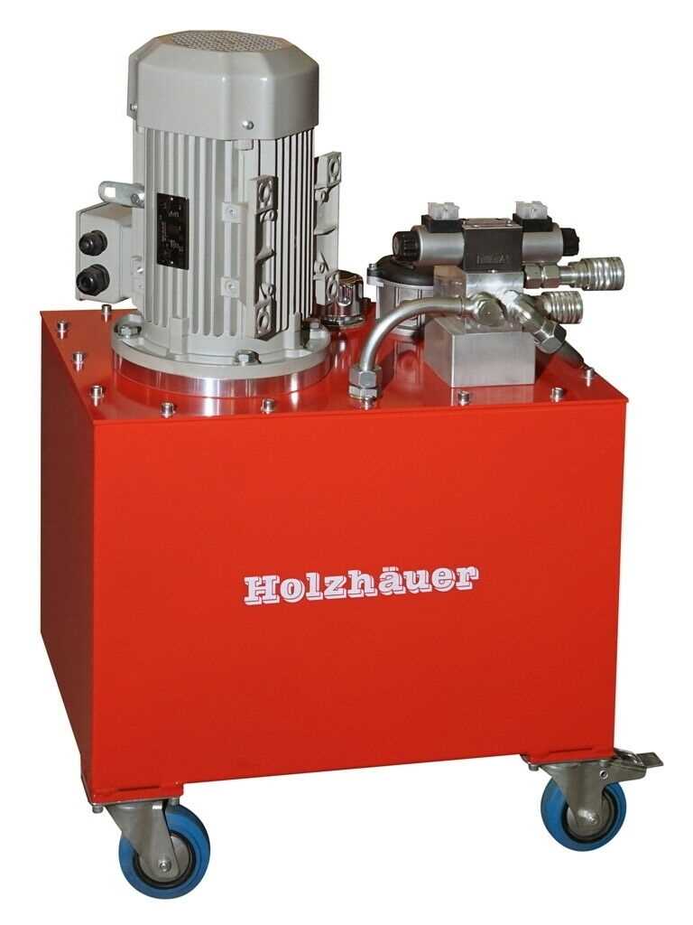Werkstattaggregat Hydraulikaggregat 4 kW mit Pumpe 12ccm Tank 96L 200 bar 18 l/m fahrbar auf Rollen