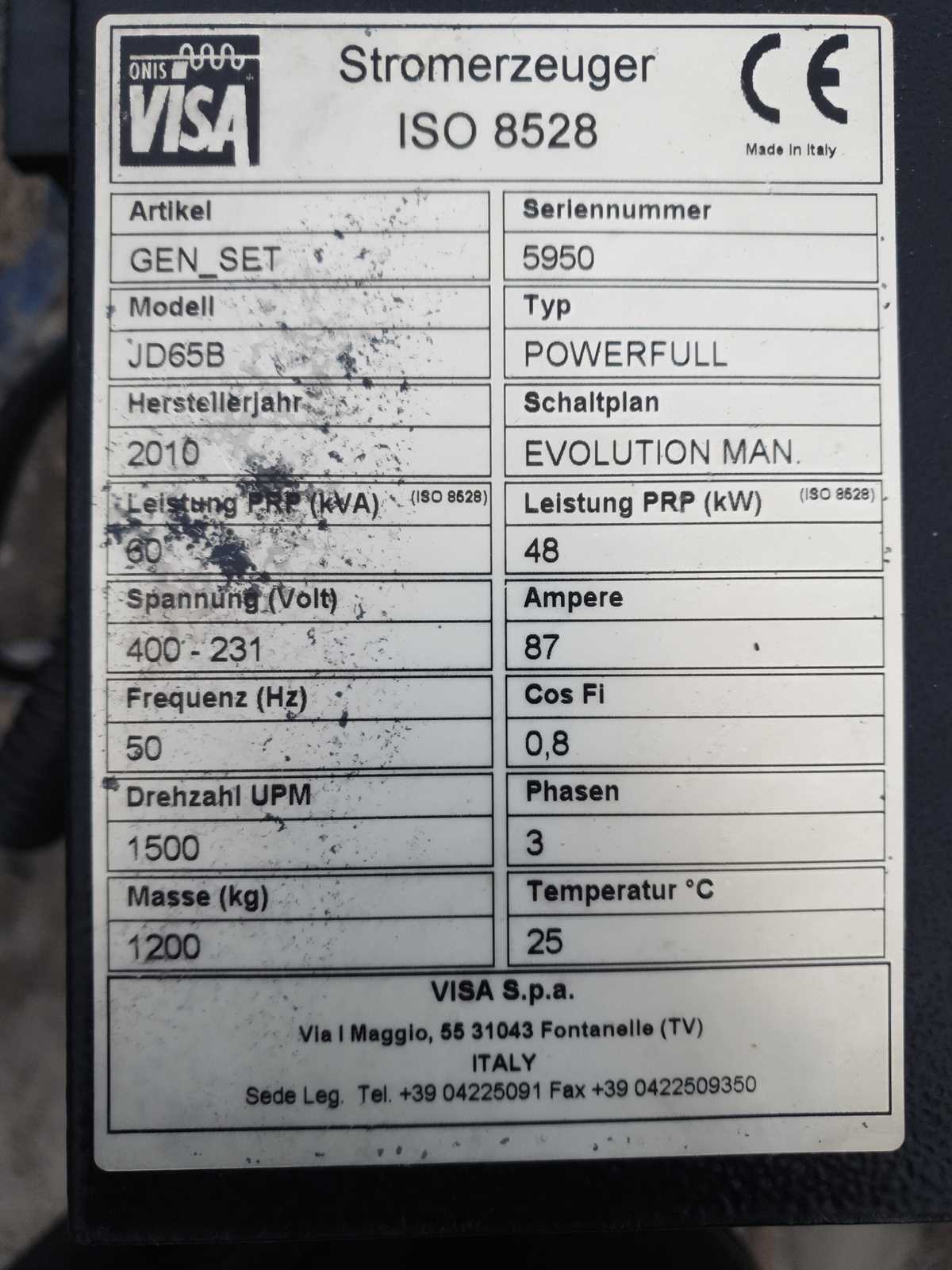 Diesel Stromaggregat 60 KVA Johndeere Dieselmotor Stromerzeuger Aggregat