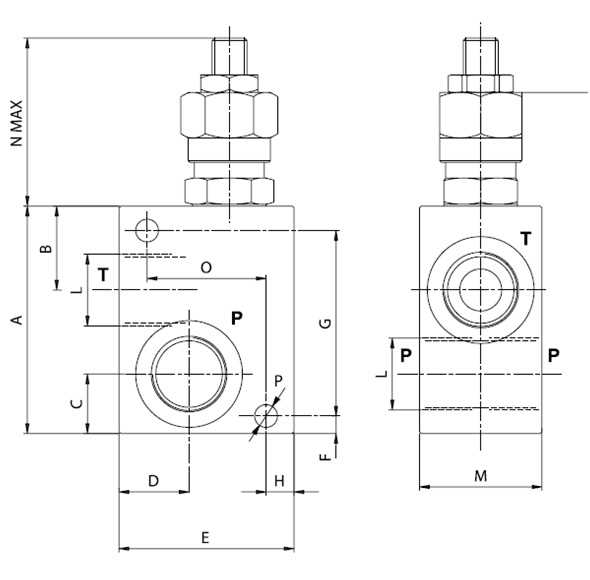 Druckbegrenzungsventil direkt gesteuert 35l/min 40-210 Bar 3/8"