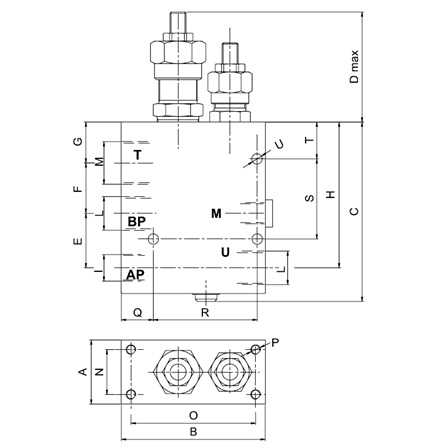 Entlastungsventil für 2 Pumpen Hoch - Niederdruck Umschaltventil 100l/min  350bar