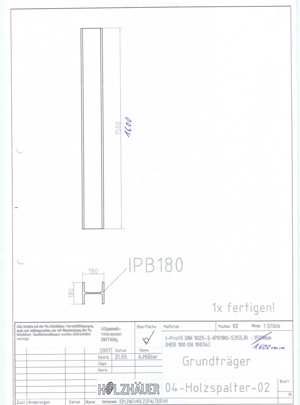 Grundträger Br. Träger 1600mm