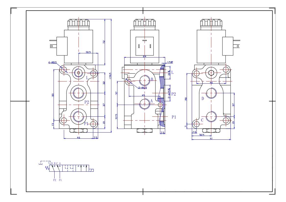HOLZHÄUER Hydraulikventil flanschbar 10/4 Wege Wechselventil 60L 24 V