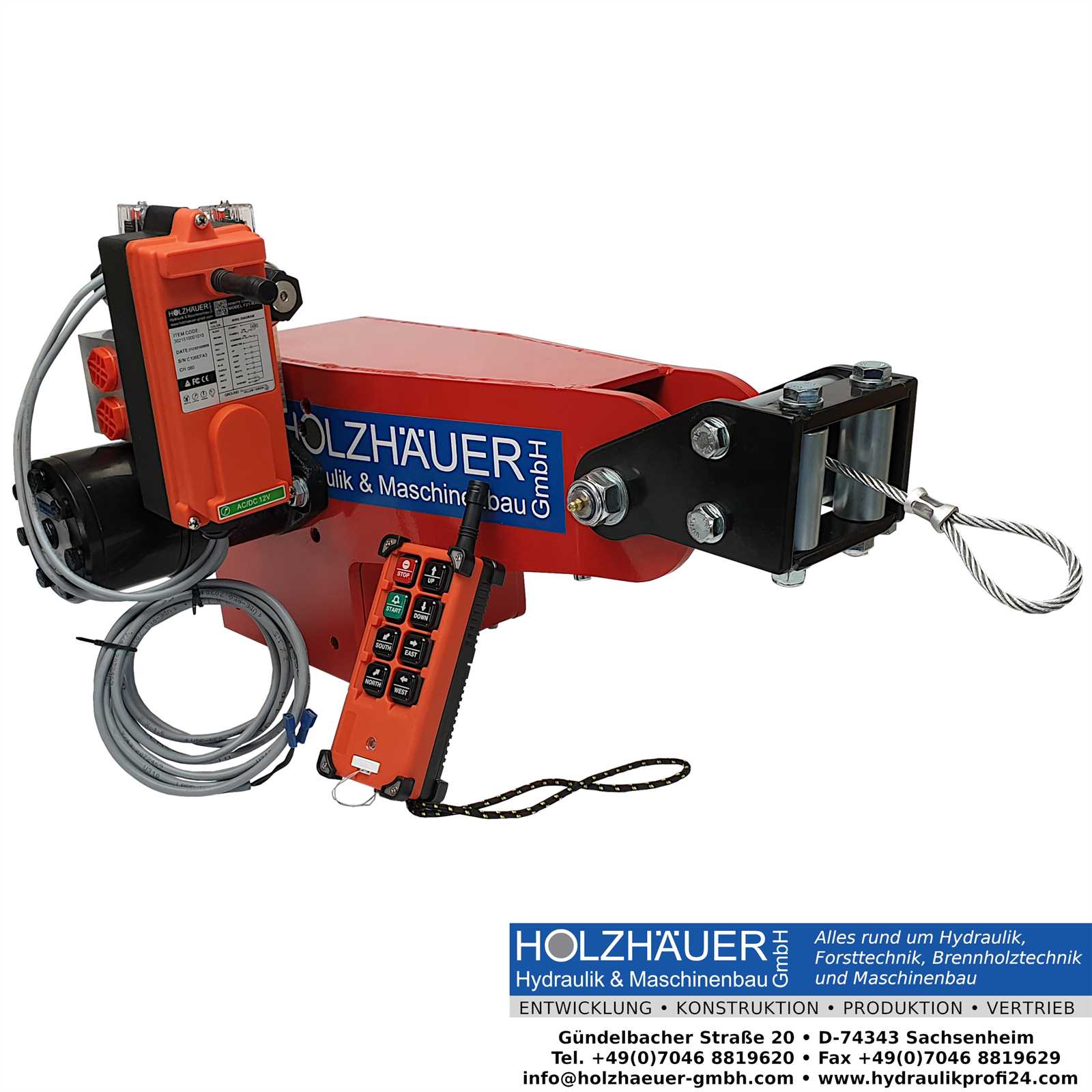 Hydraulische Seilwinde HAW1700 el Funk Anbau an Posch HydroCombi 18 Holzspalter Binderberger