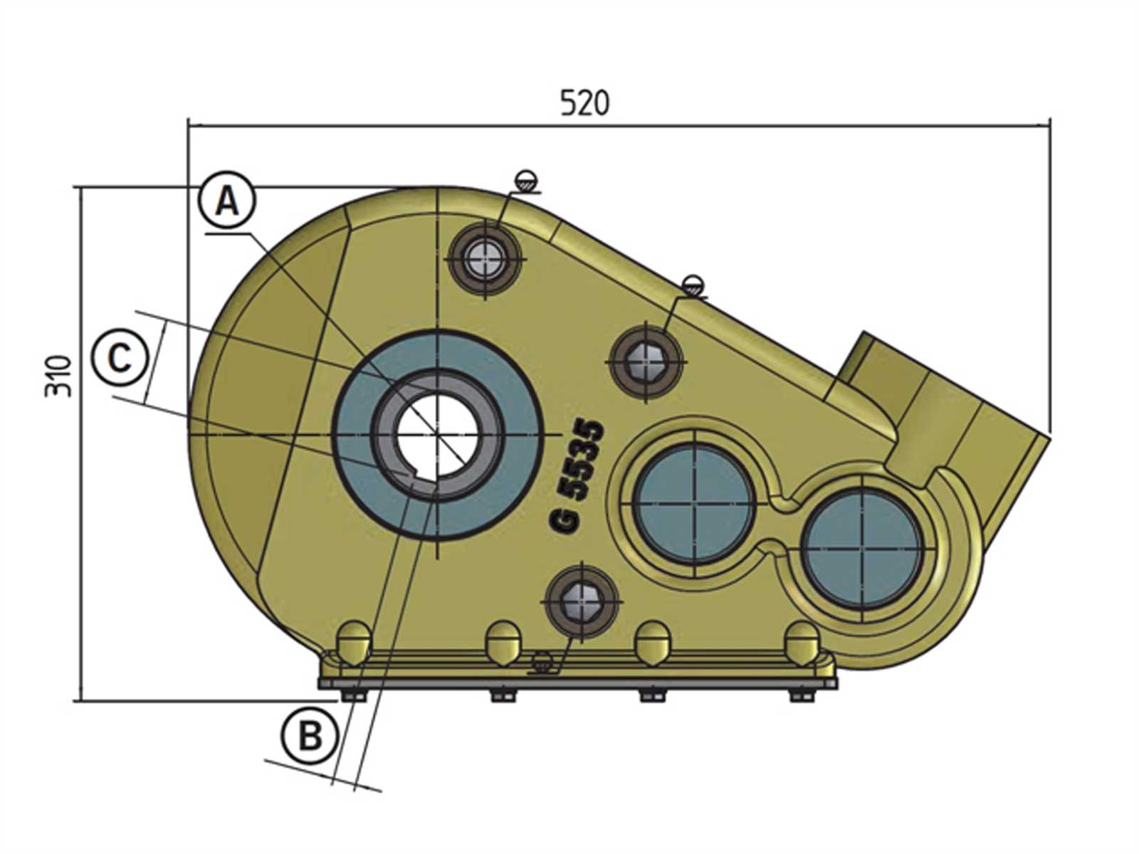 Kratzbodenantrieb, hydraulisches Getriebe, Kratzbodengetriebe, 3500 Nm, Abtriebsbohrung: 50 mm