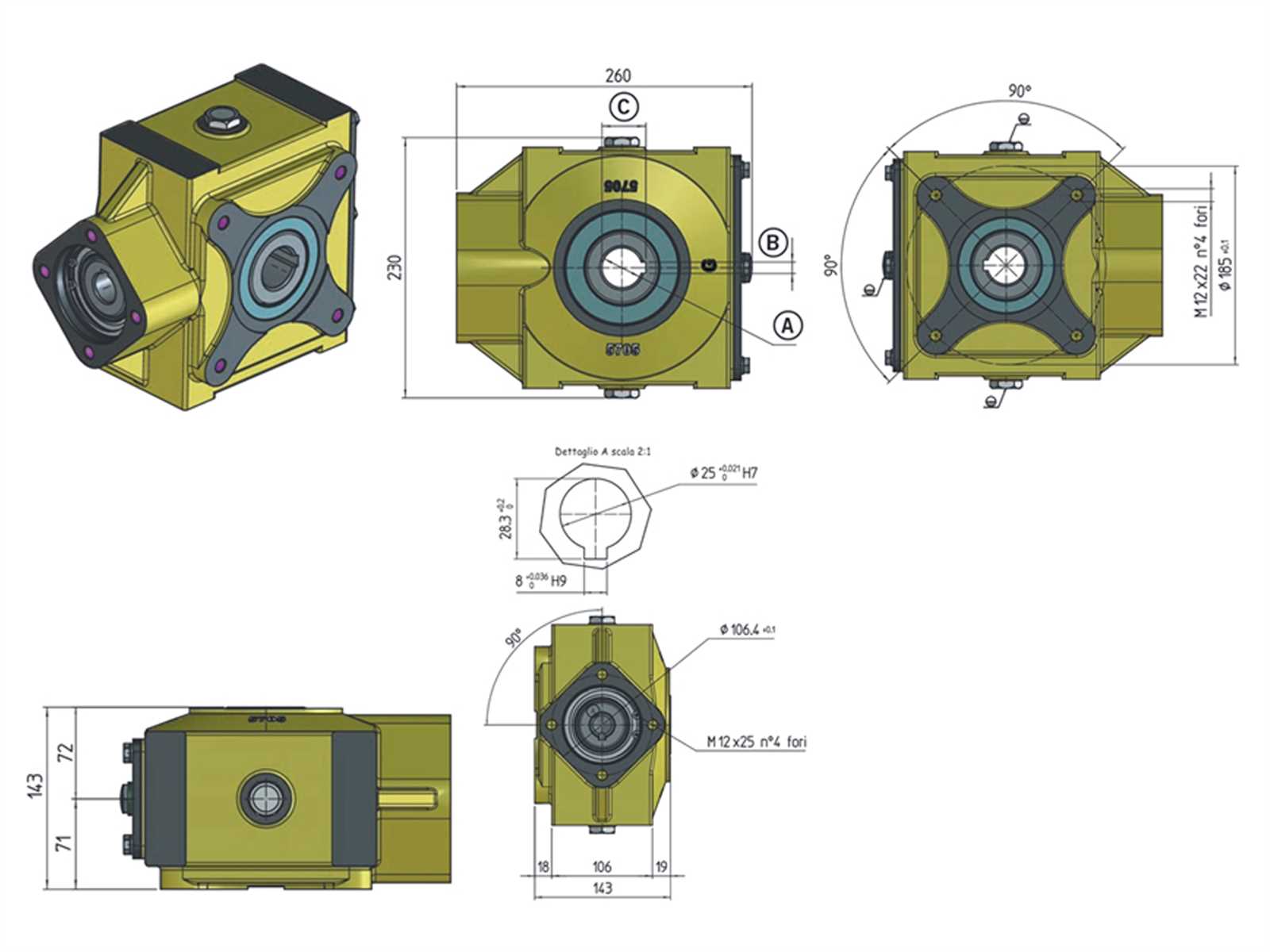 Kratzbodenantrieb, hydraulisches Getriebe, Kratzbodengetriebe, 1200 Nm, Abtriebsbohrung: 35 mm