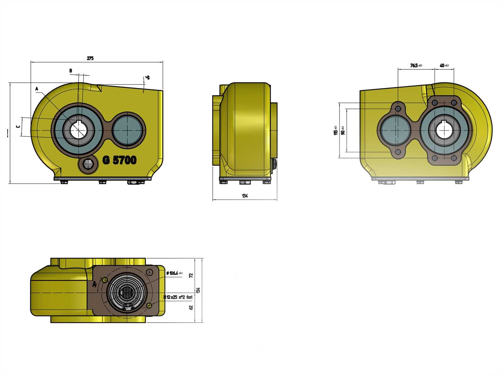 Kratzbodenantrieb, hydraulisches Getriebe, Kratzbodengetriebe, 1500 Nm, Abtriebsbohrung: 35 mm