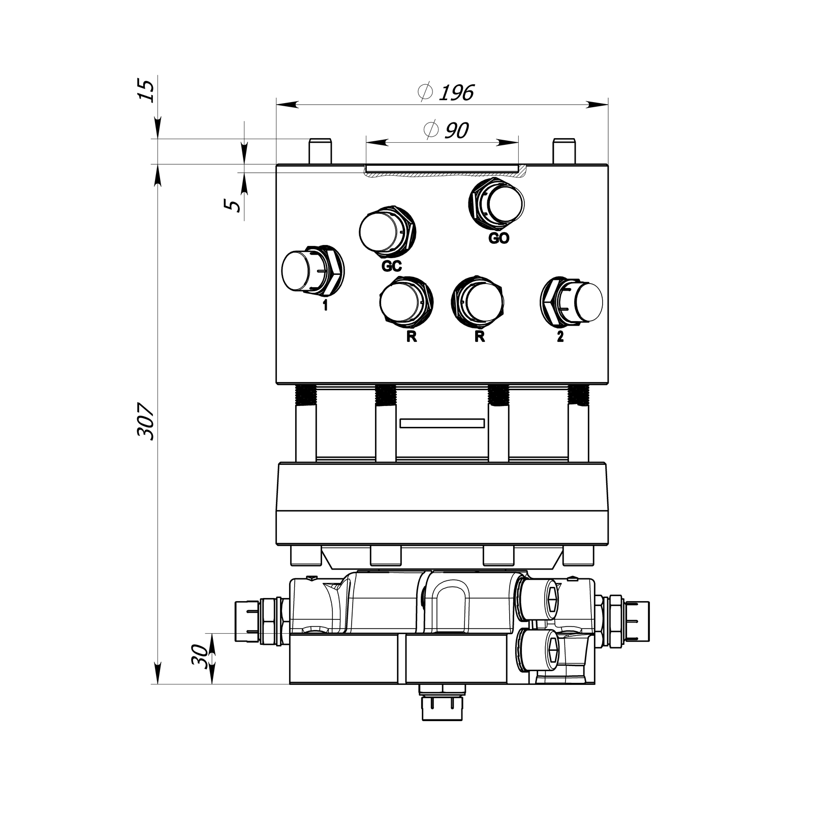 Rotator 6 Tonnen Formiko FHR6FF4X  2 x Druckdurchleitung Doppeltflansch Säge