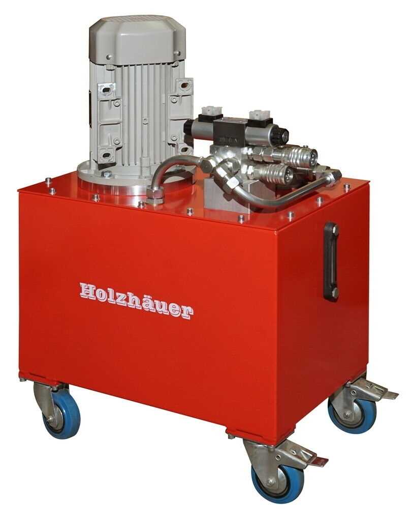 Werkstattaggregat Hydraulikaggregat 4 kW mit Pumpe 12ccm Tank 96L 200 bar 18 l/m fahrbar auf Rollen
